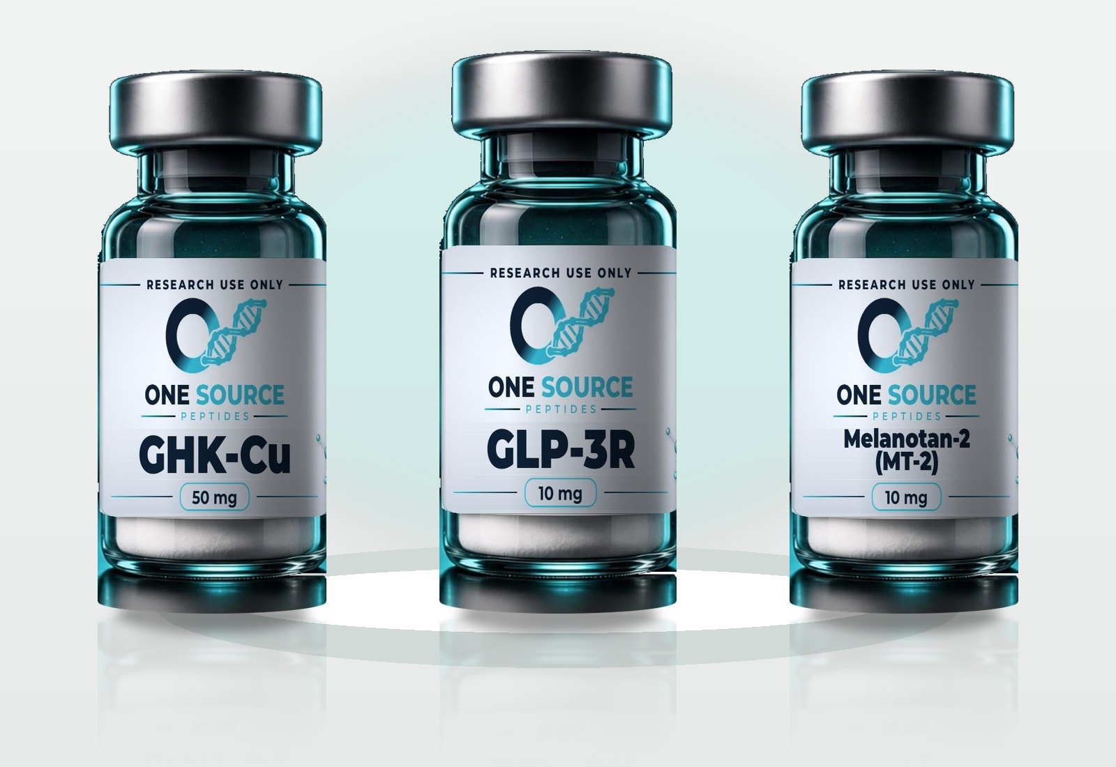 GLP-3R and GHK-Cu and Melanotan-2 (MT-2) research vials